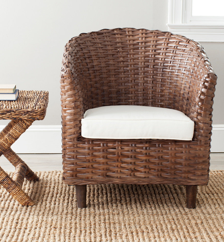 Safavieh Omni Rattan Barrel Chair, Brown Glaze