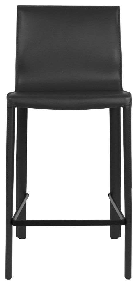 Elite Living Stan Leather 26" Counter Height Bar Stool, Black