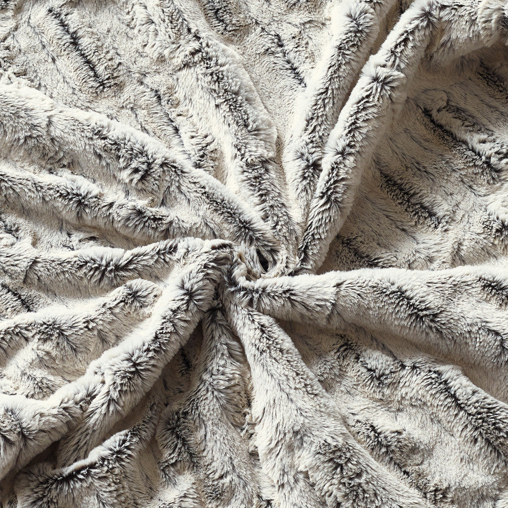 3 Piece Faux Fur Set Duvet, Angela, 102" X 90