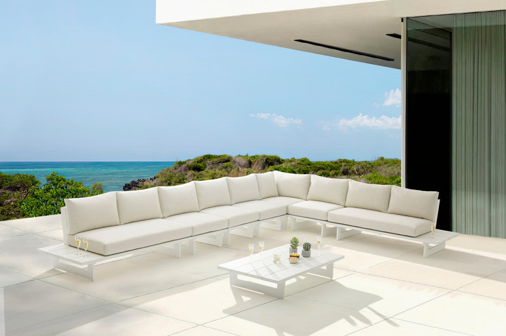Maldives Cream Water Resistant Fabric Outdoor Patio Modular Sectional
