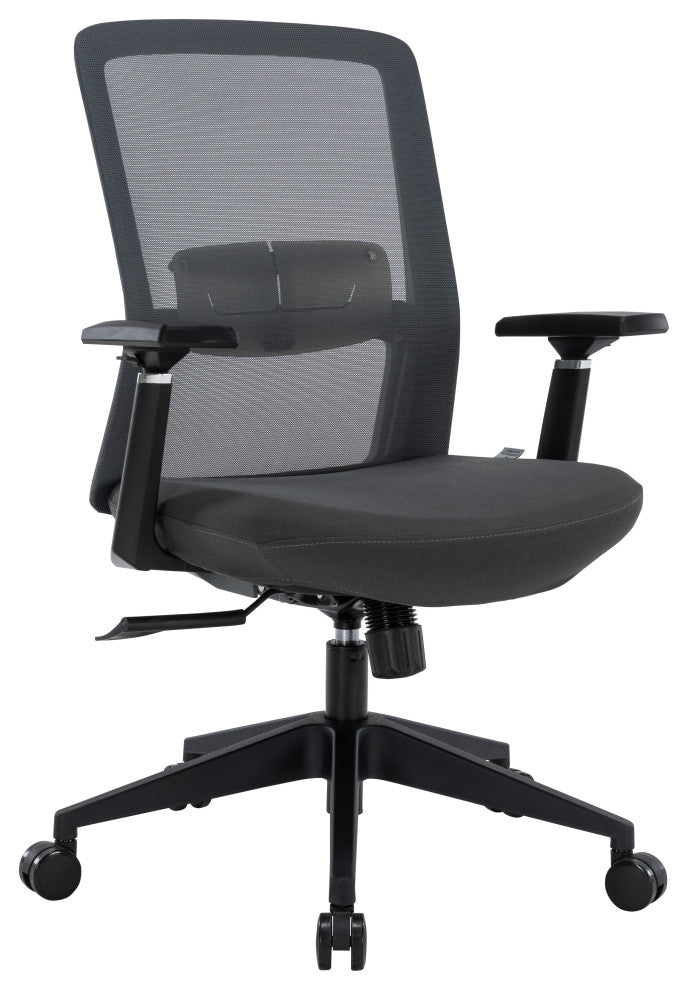 LeisureMod Ingram Modern Mesh Office Task Chair With Adjustable Armrests, Grey/Grey