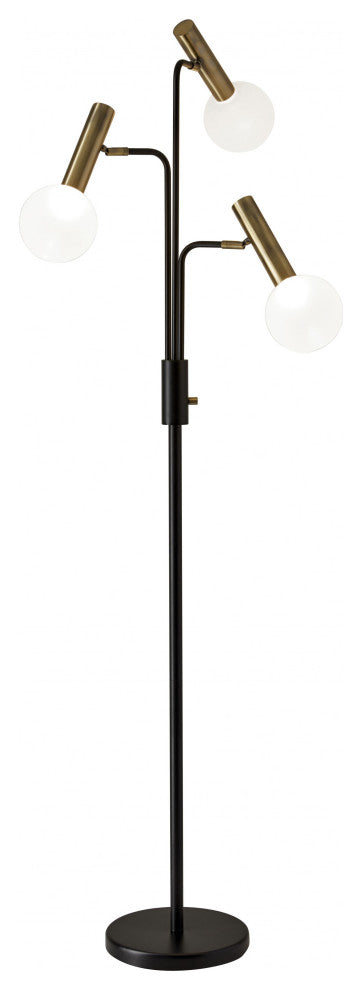 70" Black Three Light Novelty Floor Lamp