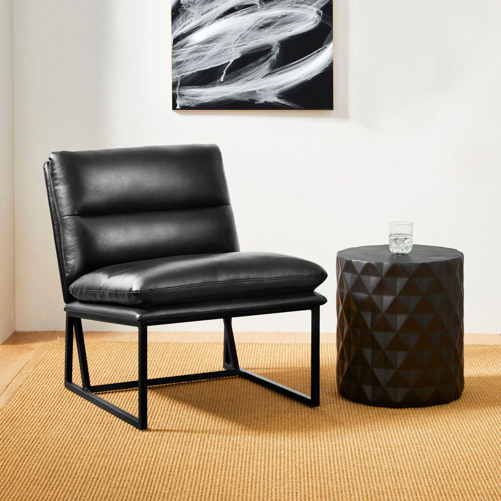 Set of 2 Modern Thick Leatherette Accent Chair, Black