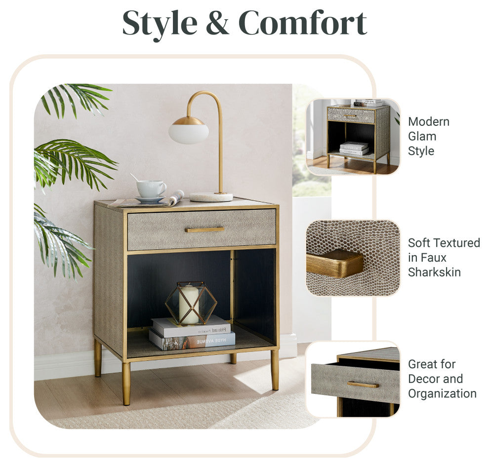 Arista Faux Shagreen Side/ End Table
