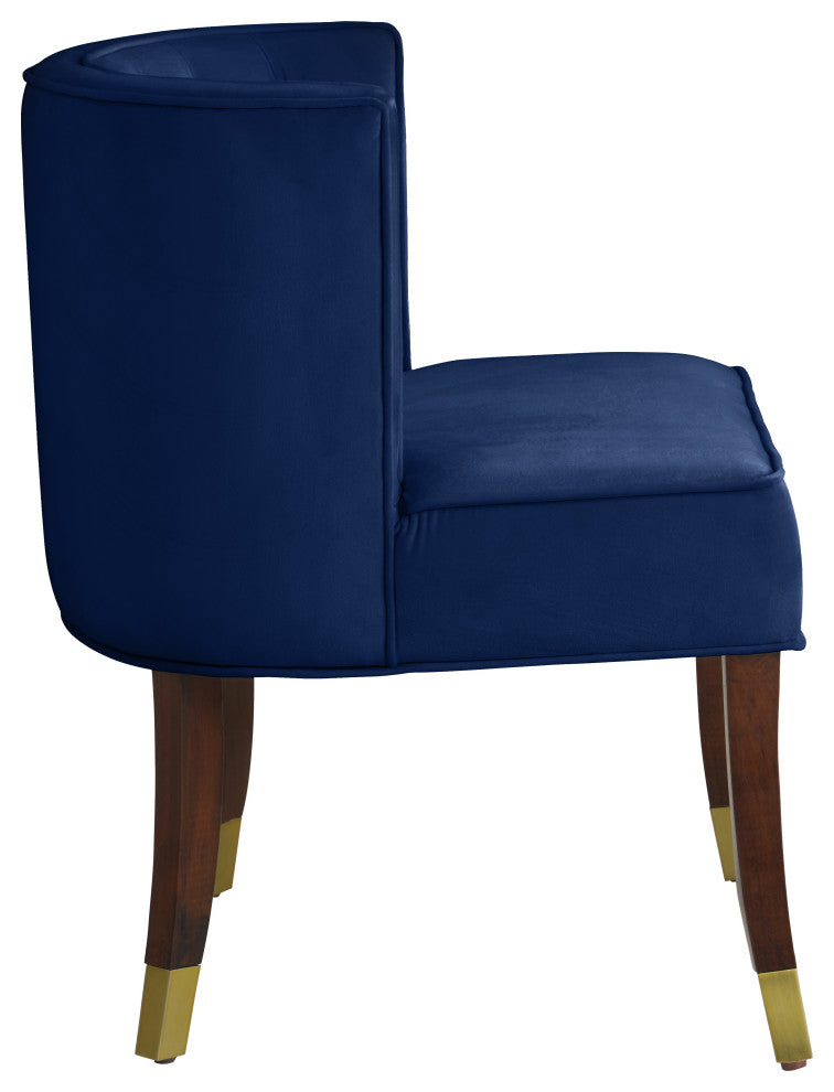 Perry Velvet Upholstered Dining Chair (Set of 2), Navy