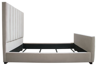 Venus Vertical Channel Tufted Queen Bed in Light Grey Velvet