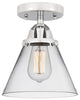 Large Cone Semi-Flush Mount, Polished Chrome, Clear, Clear