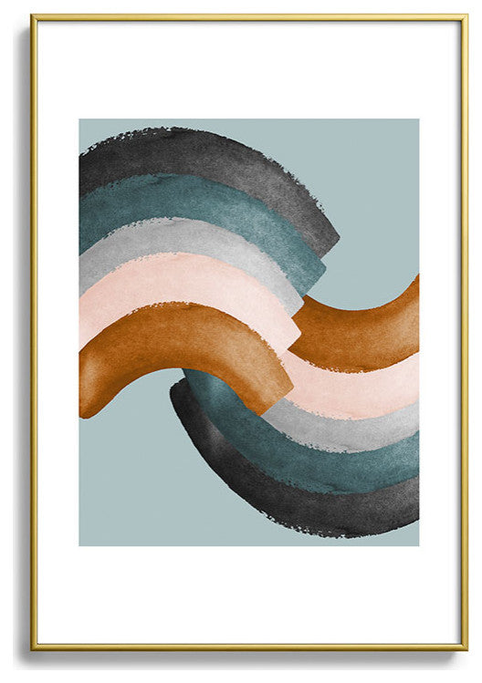 Gale Switzer Brushstroke rainbows teal Metal Framed Art Print