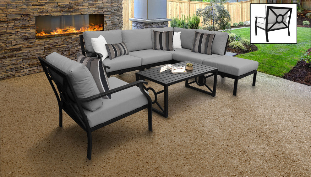 kathy ireland Madison Ave. 7 Piece Aluminum Patio Furniture Set 07f, Slate