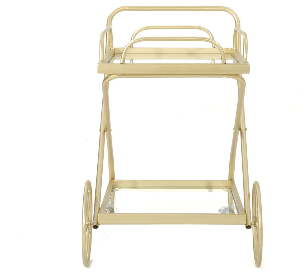 GDF Studio Patty Traditional Iron and Glass Bar Cart, Gold