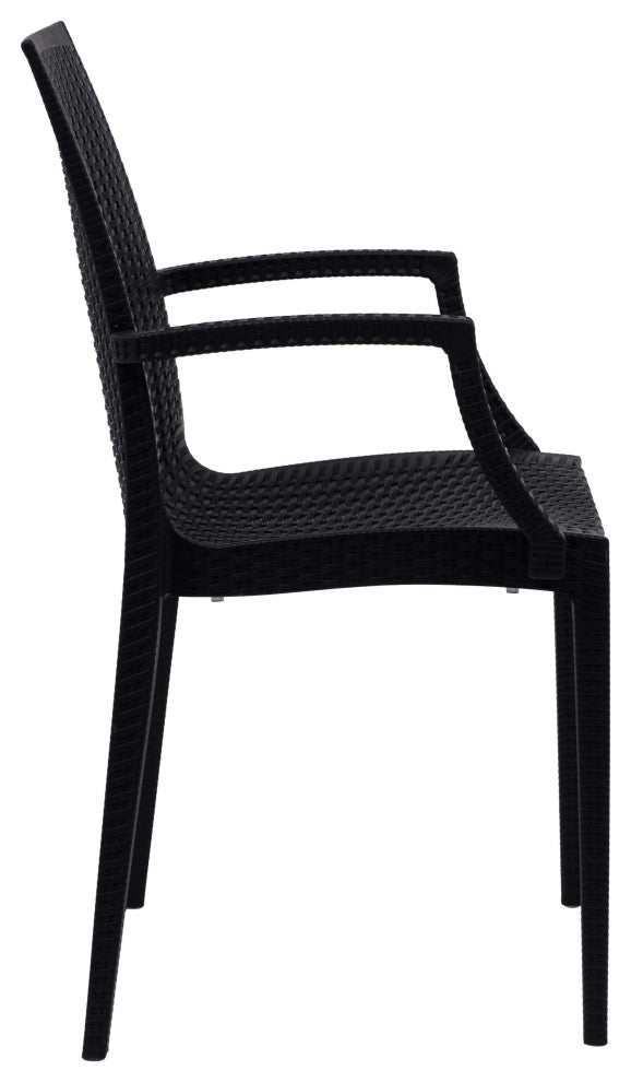 LeisureMod Mace 7-Piece Dining Set with 4 Side Chairs 2 Arm Chairs, Black