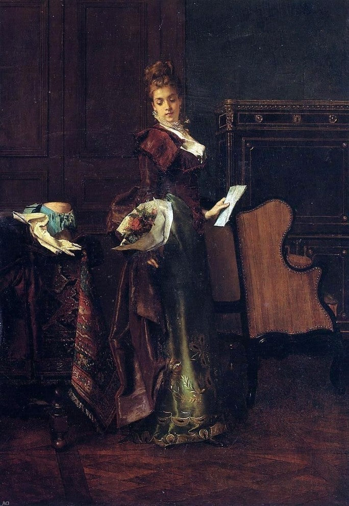 Alfred Emile Leopold Stevens The Love Letter, Gallery Wrapped Canvas, 18"x27"