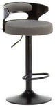 Minimalistic Black Leg Leather Bar Chair, Gray, Black Backrest