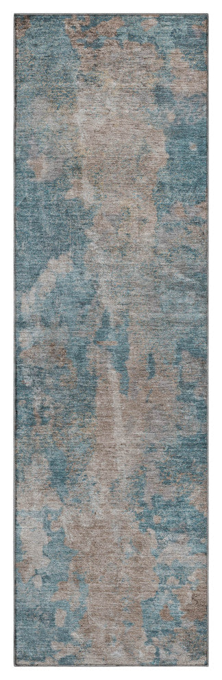Premium Machine Washable Mayfield AMF573 Teal 2'3" x 7'6" Runner Rug