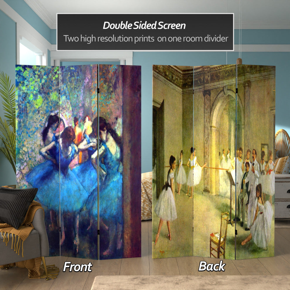 6' Tall Double Sided Works of Degas Room Divider, Dancers