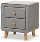 Jonesy Gray Fabric Upholstered 2-Drawer Nightstand