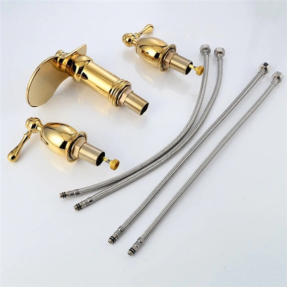 BathSelect Beautiful Deck Mount Faucet Gold Dual Handle