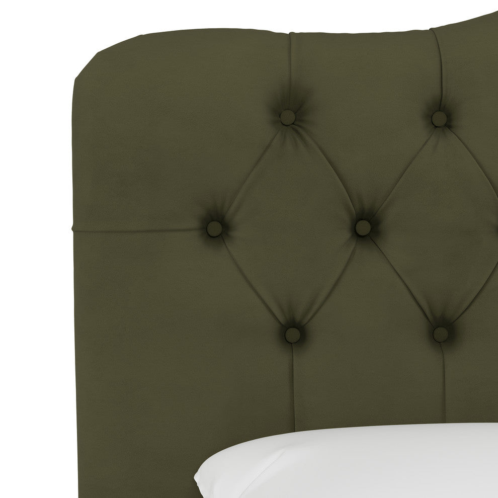 Aaron Full Tufted Headboard, Velvet Loden