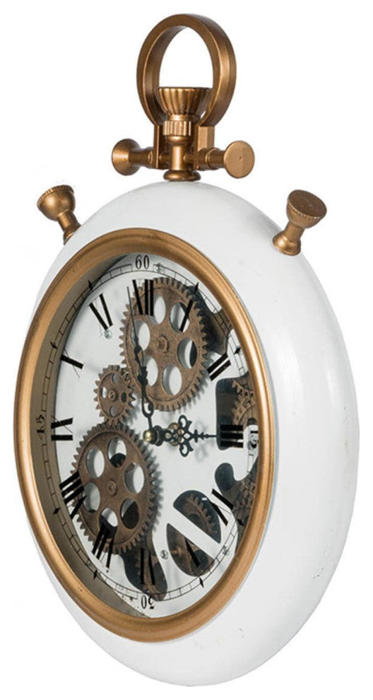 White and Gold Pocket Styled Vintage Wall Clock