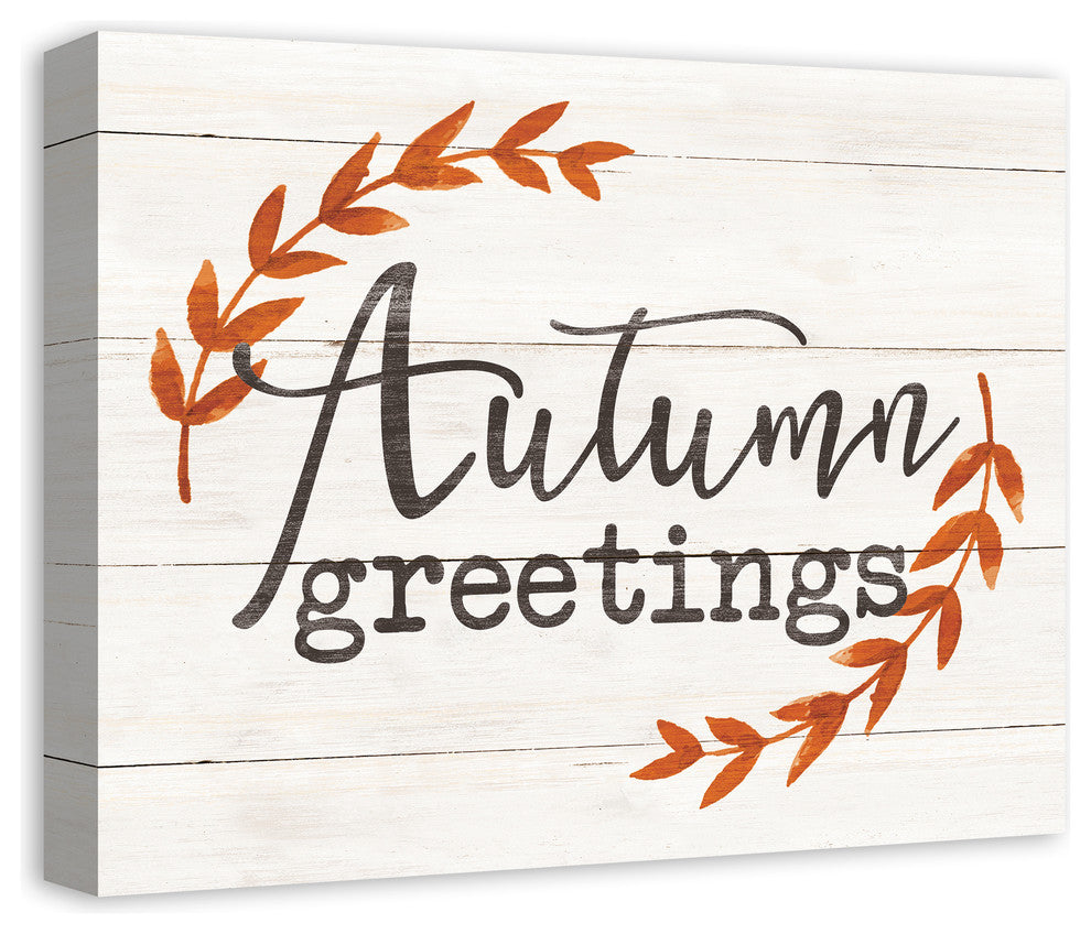 Autumn Greetings White Print on Canvas