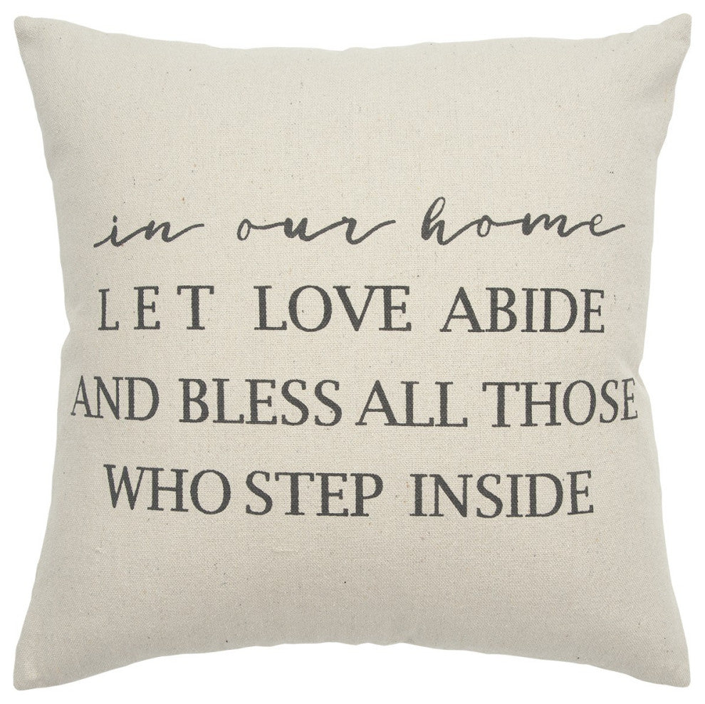 Gray Taupe Canvas Let Love Abide Throw Pillow