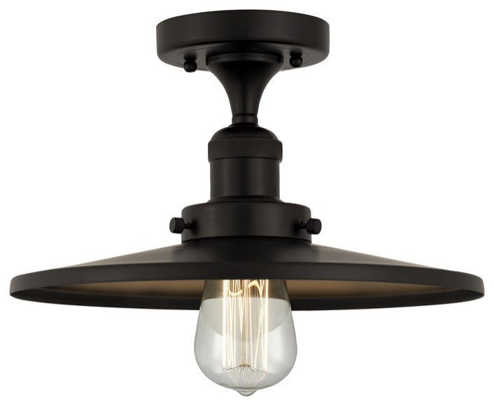 Innovations Lighting 517-1CH-BK-MFR-BK-12-LED 1 Light 12" Semi-Flush Mount