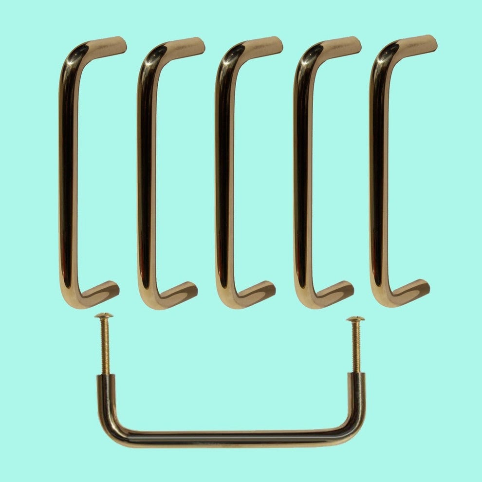 Long Cabinet Pulls D Shape Pull Handles 3.75" x 1.25" x 1.25" Brass Pack of 6