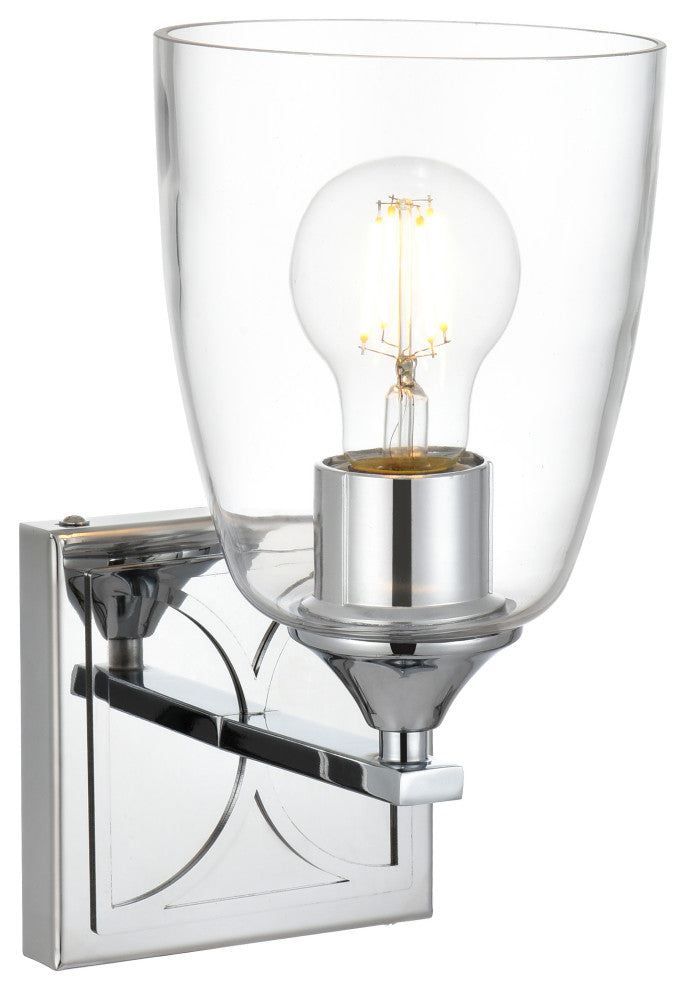 1 Light Chrome And Clear Bath Sconce