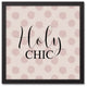 Holy Chic Pink Polka Dots on Cream 13.73x13.73 Black Framed Canvas