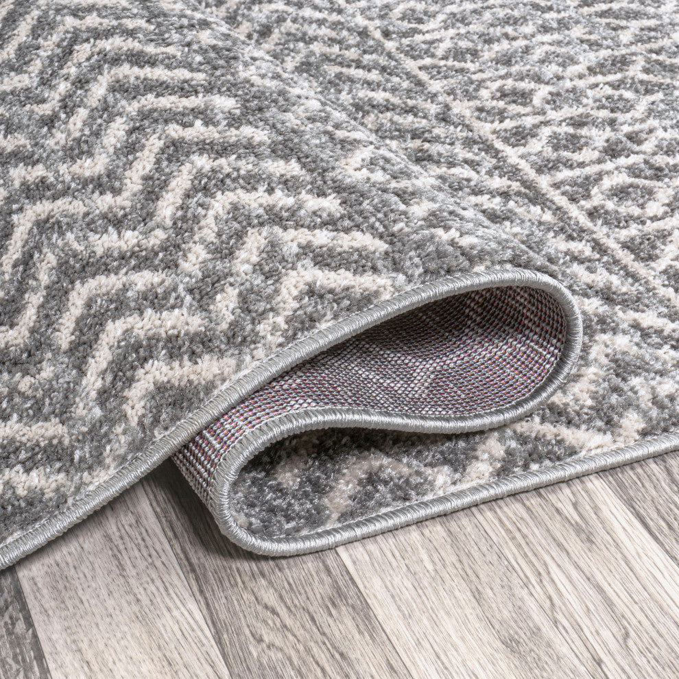 Arta Moroccan Vintage Geometric Area Rug, Gray/Cream, 3 X 5