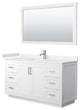 60"SGL Vanity White, Light-Vein Carrara Cult. Top, Sink, Nickel Trim, 58"Mirror