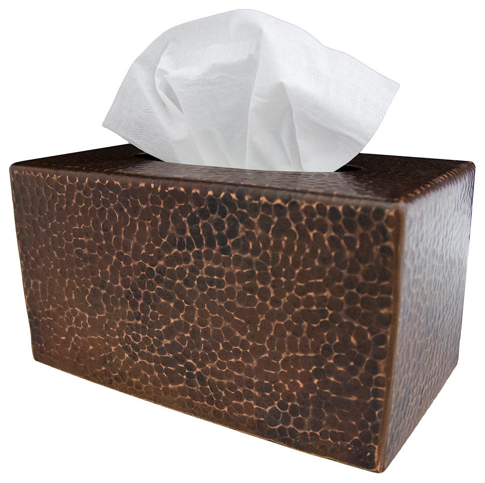 Large Hand Hammered Copper Tissue Box Cover