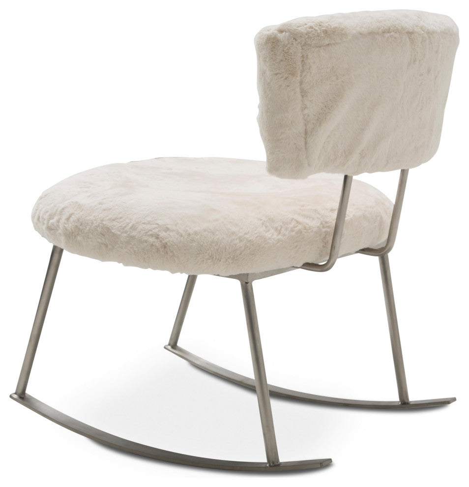 Pebble Beach Rocker Chair, Powder and Brushed Silver