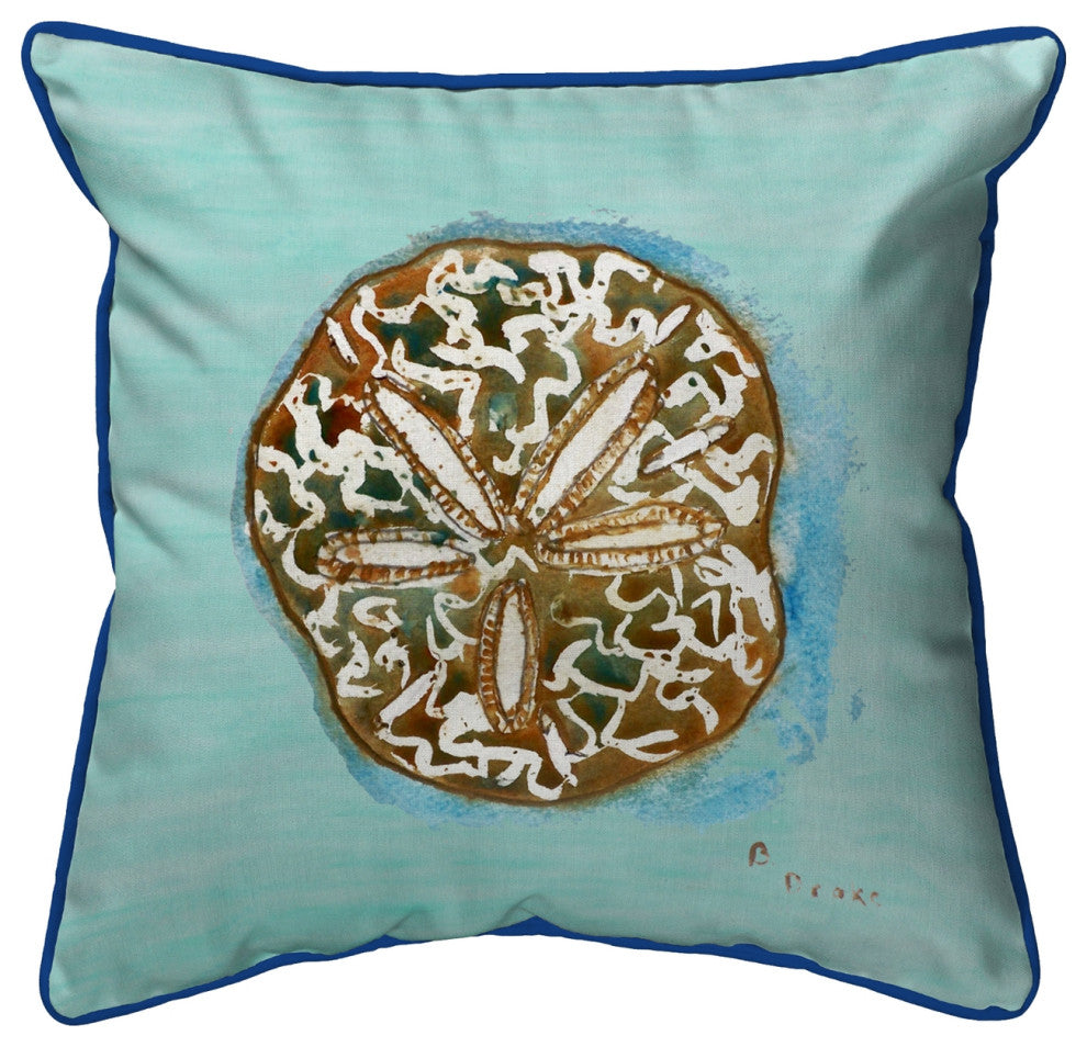 Betsy Drake Betsy's Sand Dollar Extra Large 22 X 22 Indoor / Outdoor Teal Pillo
