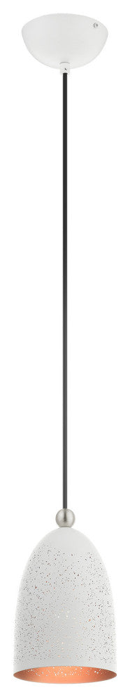 Livex Lighting Arlington 1 Light White, Brushed Nickel Accents Petite Pendant