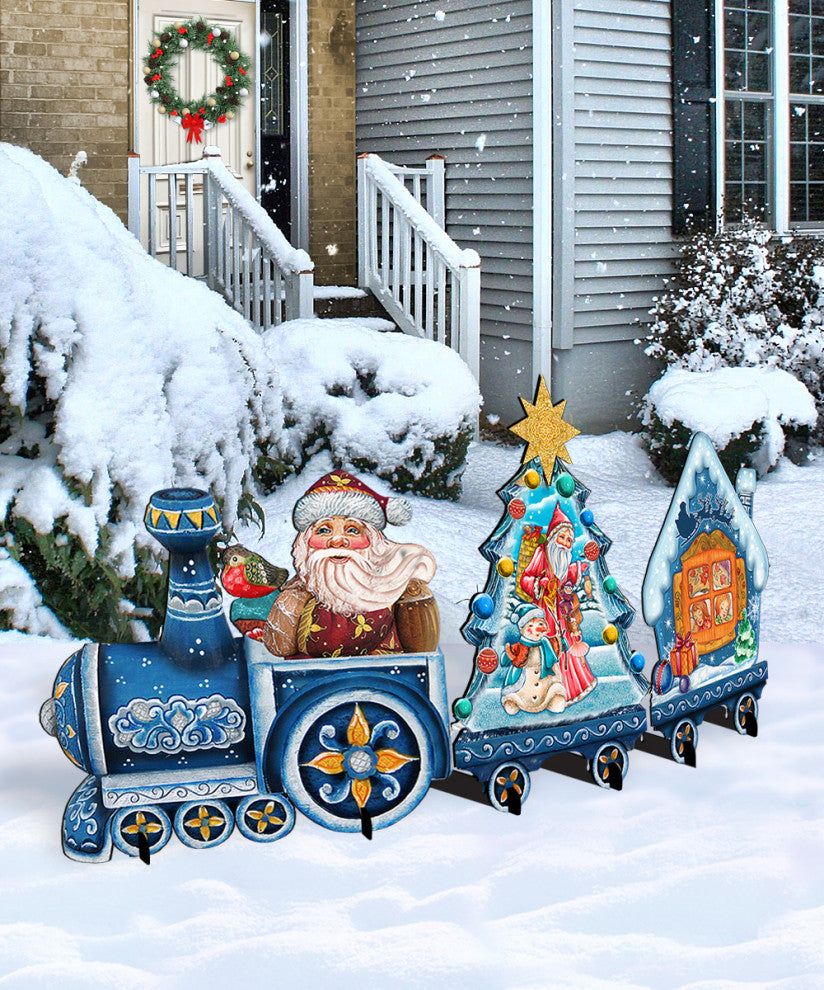 Holidays Train, Free Standing Garden Decor, Set of 3