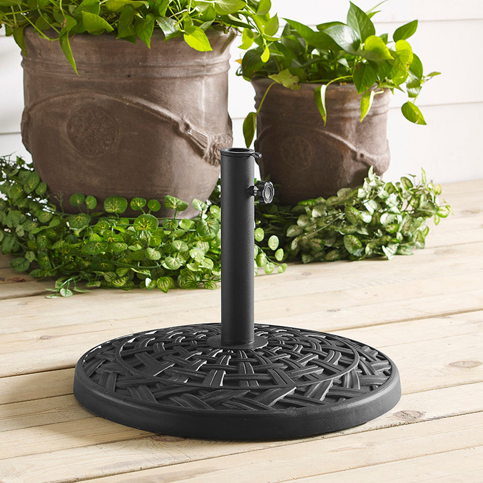 Cross Weave Round Umbrella Base, Black