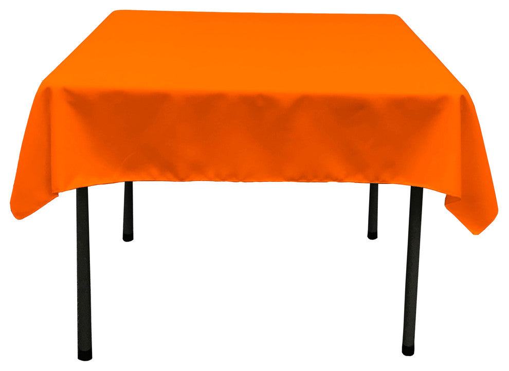 LA Linen Square Polyester Poplin Tablecloth, Orange, 52"x52"
