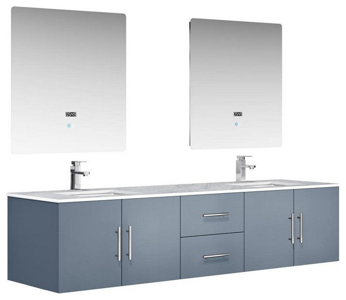 Geneva Transitional Dark Grey 80" Double Vanity Set