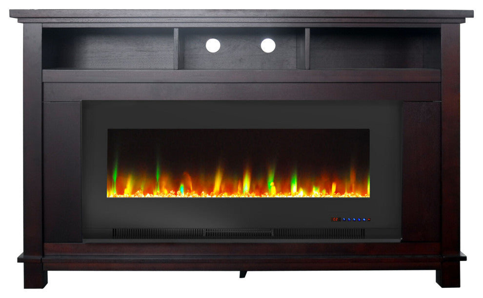 Winchester Electric Fireplace TV Stand and Crystal Rock Display, Mahogany