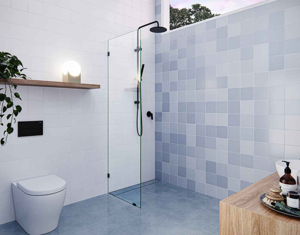 78"x22.5" Frameless Shower Door Single Fixed Panel, Matte Black