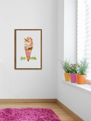"Unicorn Ice Cream" Framed Painting Print, 24"x36"