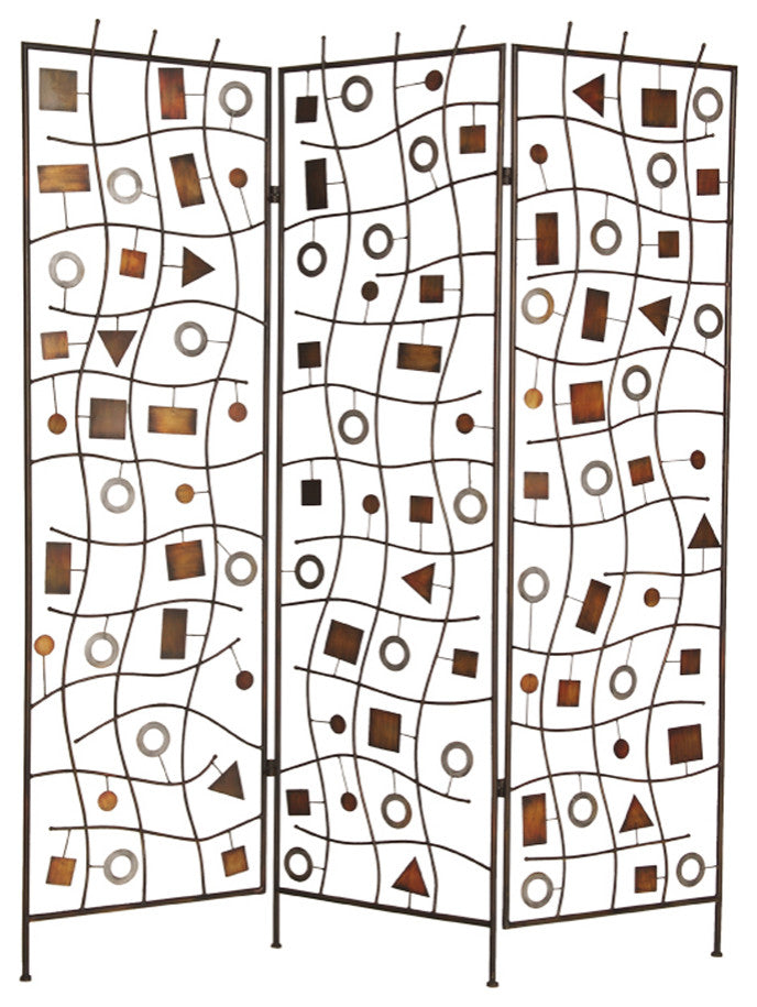 HomeRoots 1" x 63" x 72" Bronze Metal Morton Screen