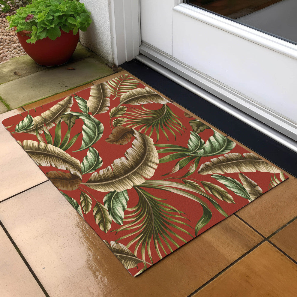 Indoor/Outdoor Tropics TC1 Paprika Machine Washable 1'8" x 2'6" Rug