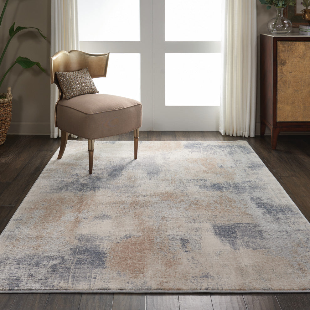 Nourison Rustic Textures 7'10" Round Beige/Grey Modern Indoor Area Rug