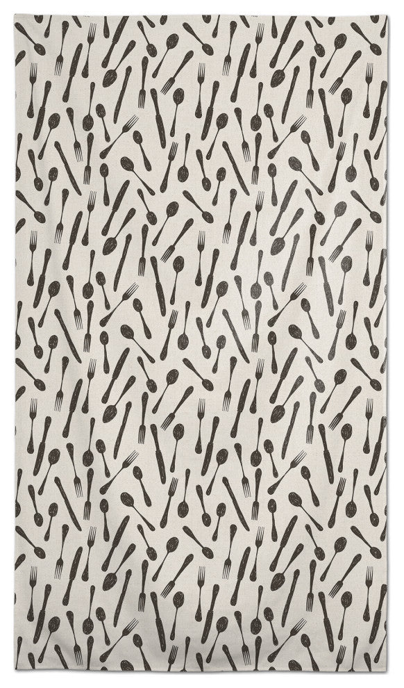 Sketchy Kitchen Utensils Gray 58 x 102 Outdoor Tablecloth