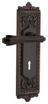Egg & Dart Plate With Keyhole Fleur Lever, Timeless Bronze, Passage, Non-Handed