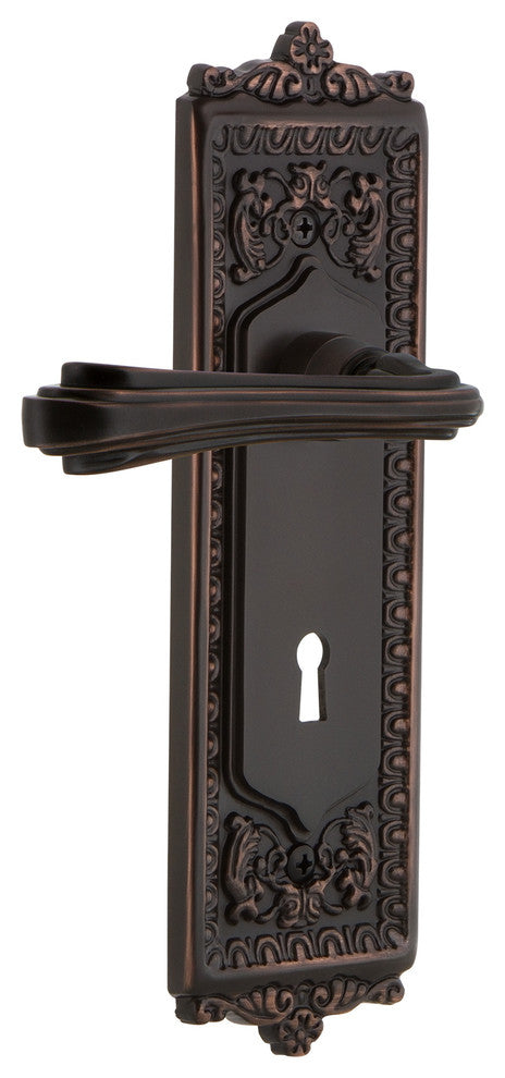 Egg & Dart Plate With Keyhole Fleur Lever, Timeless Bronze, Passage, Non-Handed