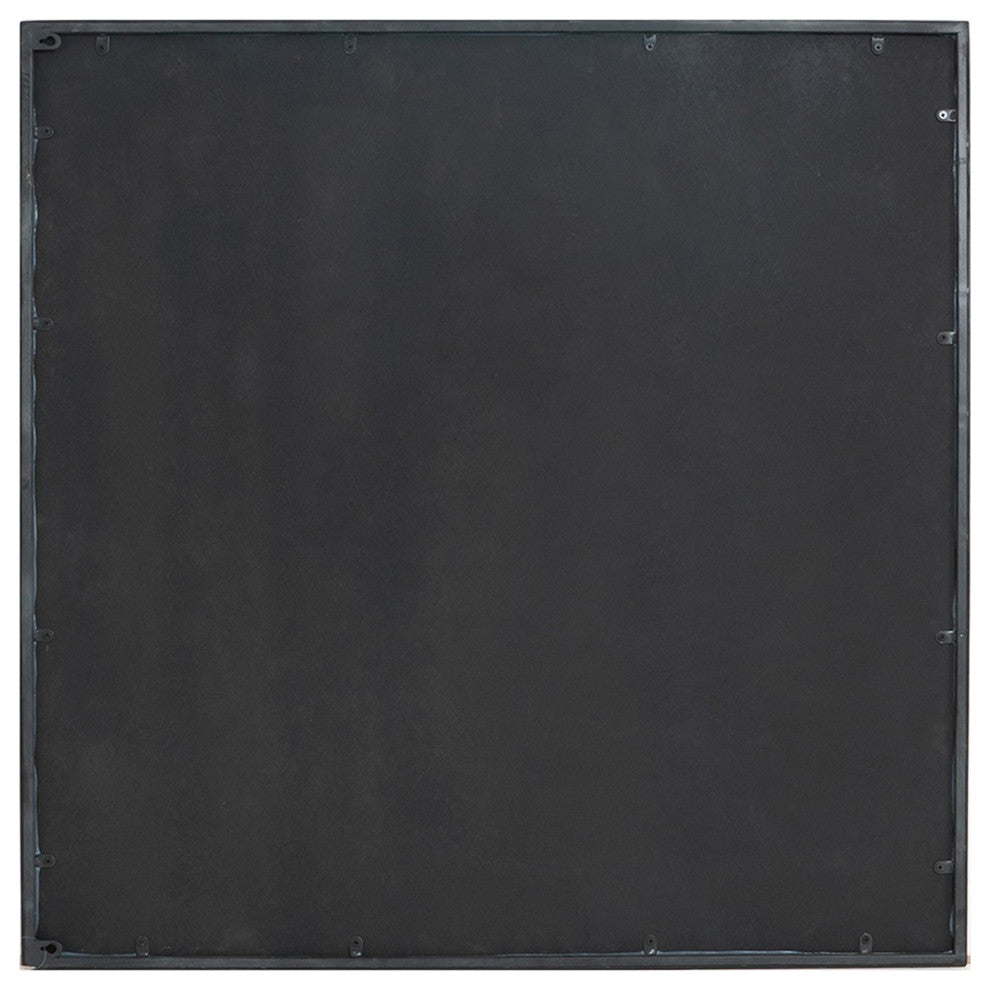 Benzara BM286308 Wall Mirror, Antique Black Square Metal Frame, Baroque Style