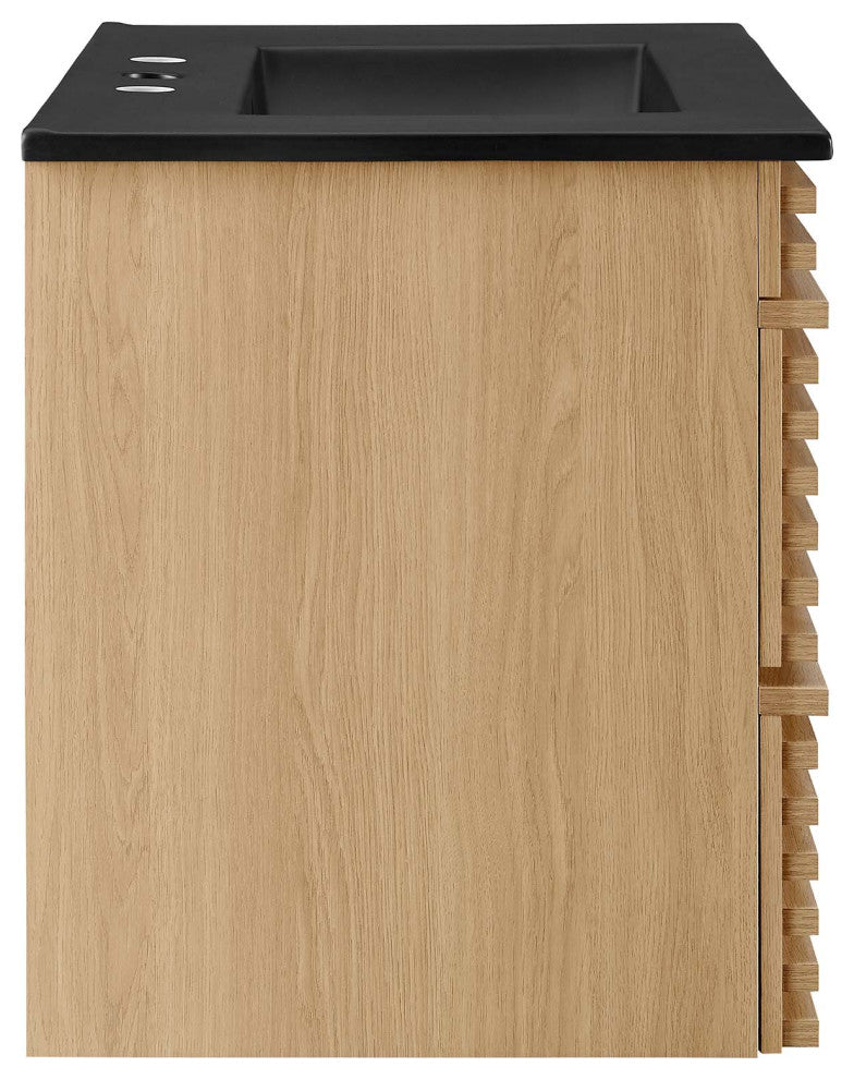 Render 30" Wall-Mount Bathroom Vanity, Oak Black